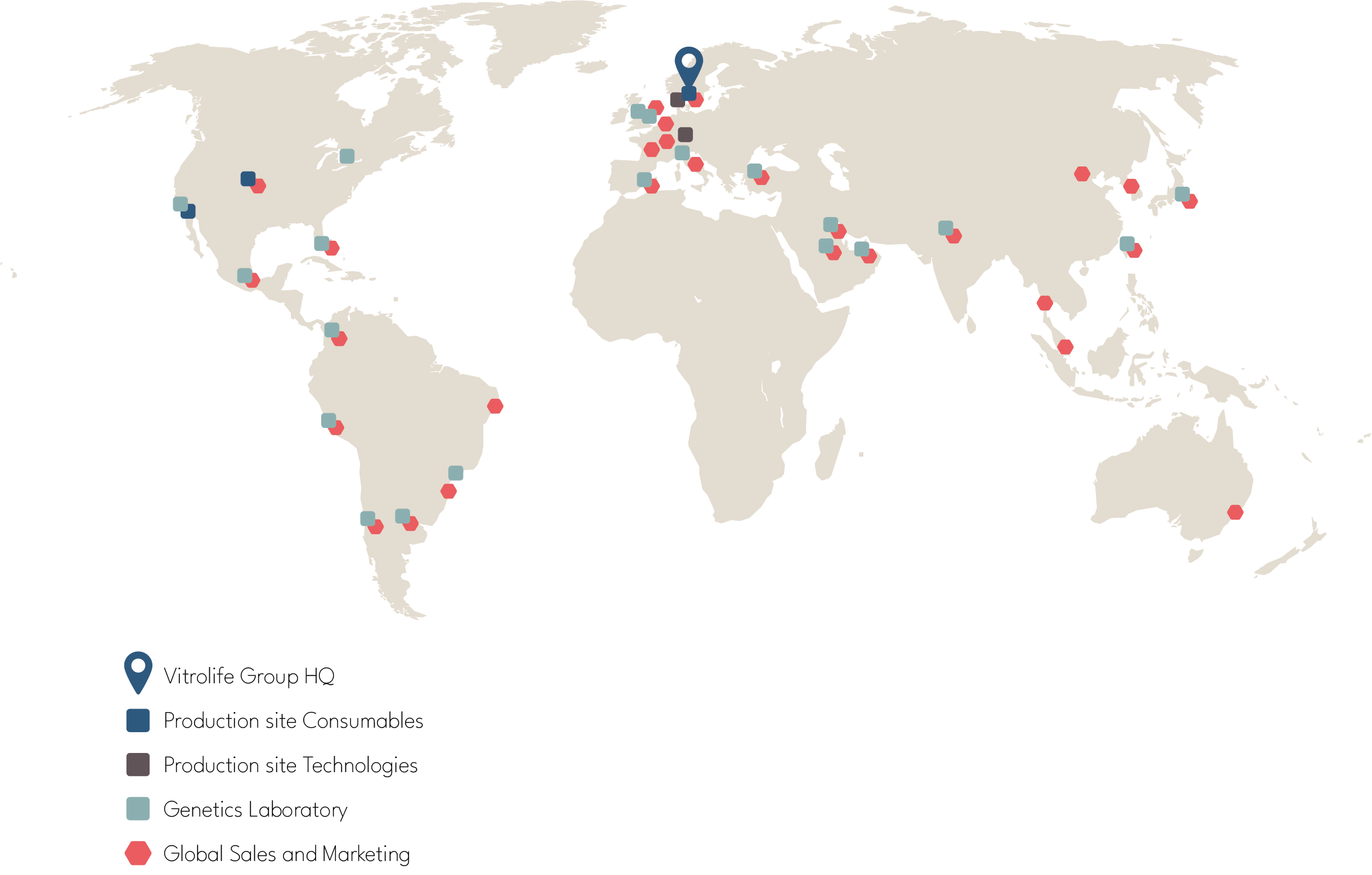 World map Vitrolife Group